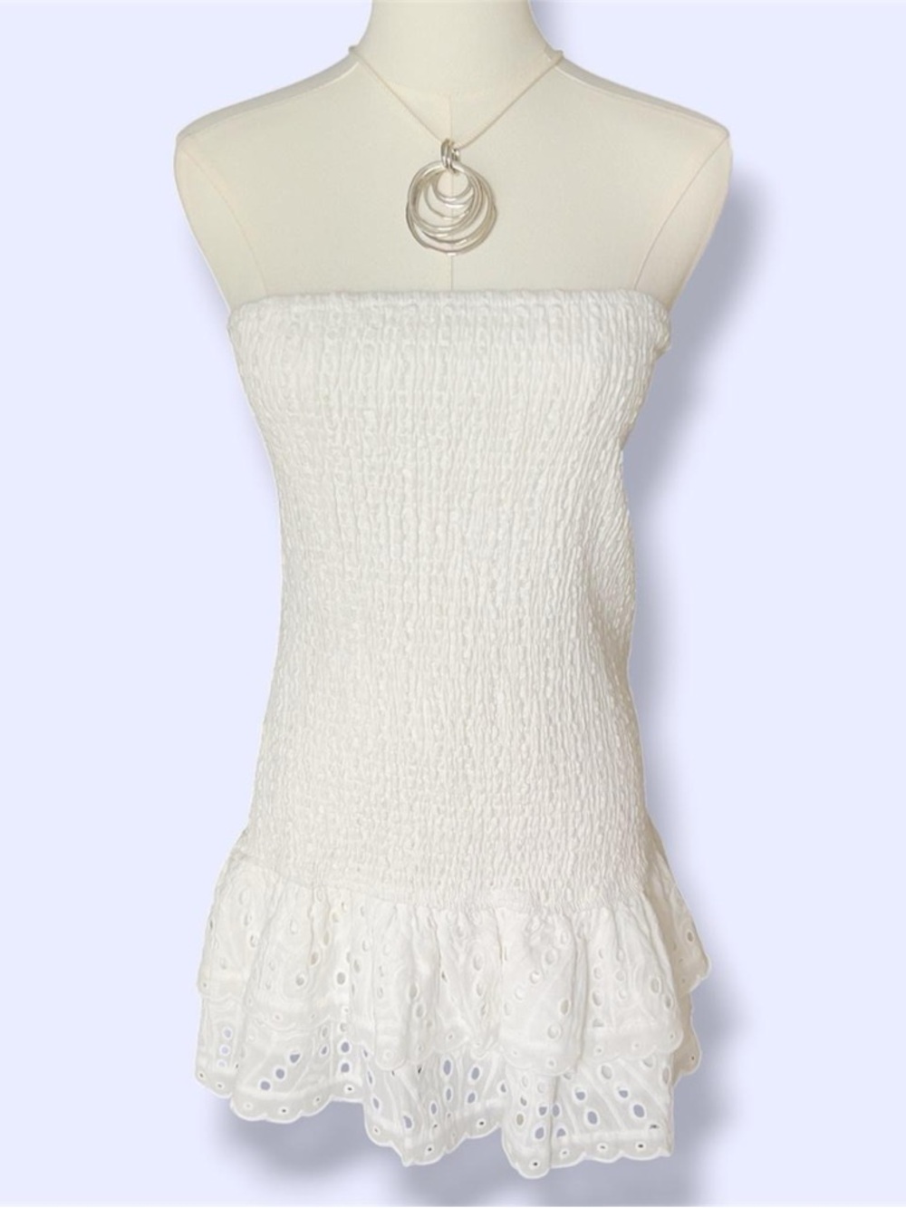 Edikted Livia Lacey Cotton Scrunch Mini Dress NWT
